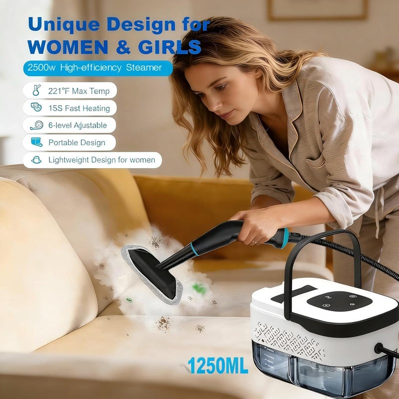 Coloeon Handheld Steam Cleaner for Home, Multi-Purpose Cleaning System, Black and White Design, Portable Steamer with Attachments, High Pressure Steam Cleaner for Home,Car,Dirt,Grease,Grout,Tile,Couch - Image 3